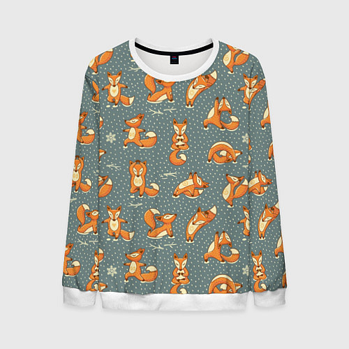 Мужской свитшот Foxes Yoga / 3D-Белый – фото 1