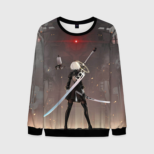 Мужской свитшот Мечница 2B: Nier / 3D-Черный – фото 1