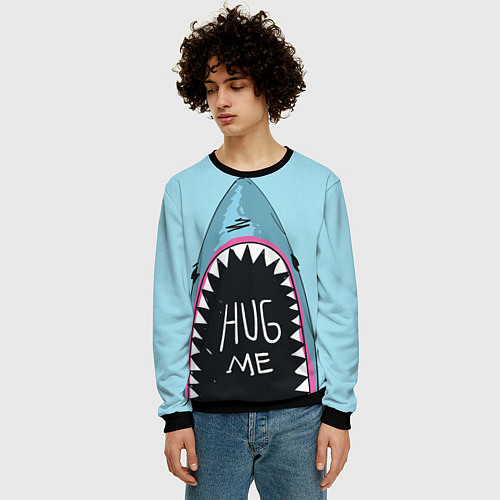 Мужской свитшот Shark: Hug me / 3D-Черный – фото 3
