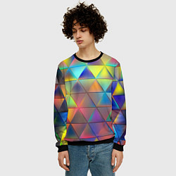 Свитшот мужской Разноцветные треугольники, цвет: 3D-черный — фото 2