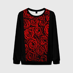 Свитшот мужской Унисекс / Красные розы, цвет: 3D-черный