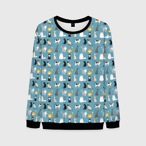 Мужской свитшот Породы кошек / 3D-Черный – фото 1