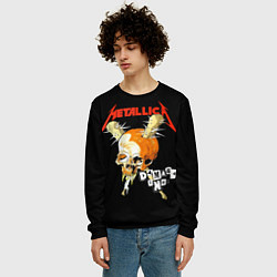 Свитшот мужской Metallica - orange skull, цвет: 3D-черный — фото 2