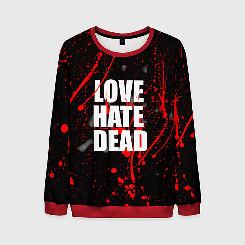 Мужской свитшот Love Hate Dead / 3D-Красный – фото 1