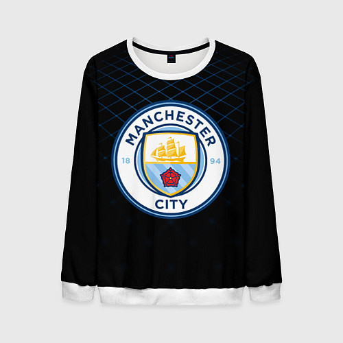 Мужской свитшот FC Manchester City: Blue Lines / 3D-Белый – фото 1