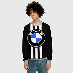 Свитшот мужской BMW: White Strips, цвет: 3D-меланж — фото 2