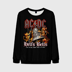 Свитшот мужской AC DC - bell with devils, цвет: 3D-черный