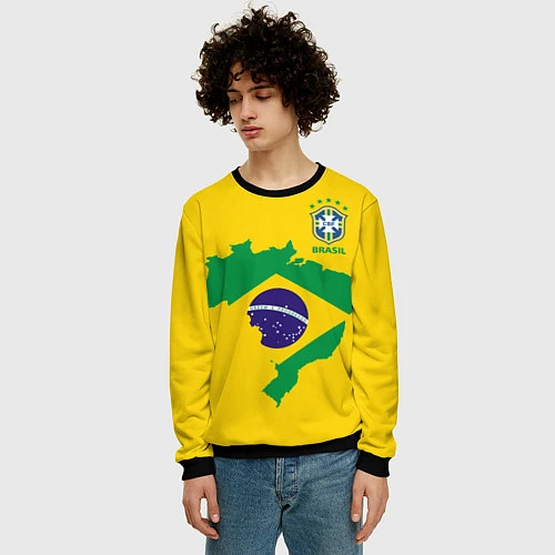 Мужской свитшот Сборная Бразилии: желтая / 3D-Черный – фото 3