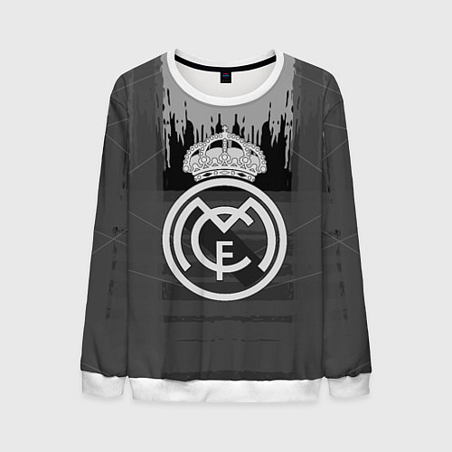 Мужской свитшот FC Real Madrid: Grey Abstract / 3D-Белый – фото 1