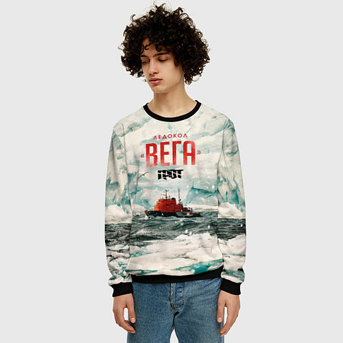 Мужской свитшот Грот: Ледокол Вега / 3D-Черный – фото 3