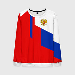 Свитшот мужской Russia: Geometry Tricolor, цвет: 3D-белый