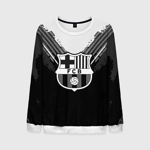 Мужской свитшот FC Barcelona: Black Style / 3D-Белый – фото 1