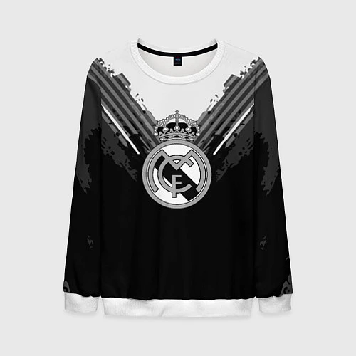 Мужской свитшот FC Real Madrid: Black Style / 3D-Белый – фото 1