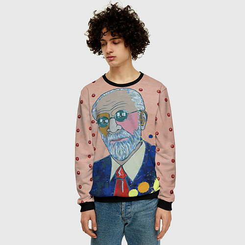 Мужской свитшот Зигмунд Фрейд / 3D-Черный – фото 3