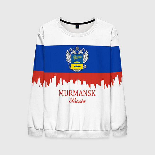 Мужской свитшот Murmansk: Russia / 3D-Белый – фото 1