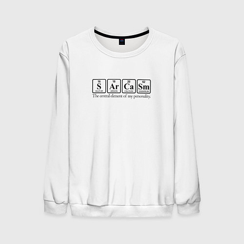 Мужской свитшот Sarcasm хим элемент надпись / 3D-Белый – фото 1