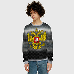Свитшот мужской Герб России на металлическом фоне, цвет: 3D-меланж — фото 2