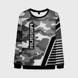 Свитшот мужской Russia: Grey Camo, цвет: 3D-черный