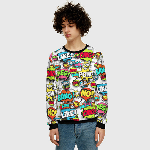 Мужской свитшот Pop art Fashion / 3D-Черный – фото 3