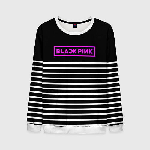 Мужской свитшот Black Pink: White Stripes / 3D-Белый – фото 1