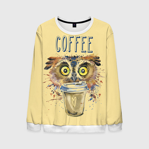 Мужской свитшот Owls like coffee / 3D-Белый – фото 1