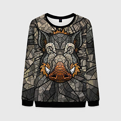 Свитшот мужской Mosaic Pig, цвет: 3D-черный
