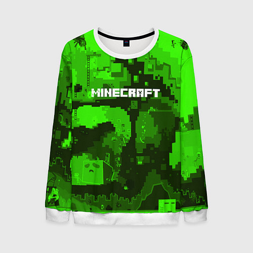 Мужской свитшот Minecraft: Green World / 3D-Белый – фото 1