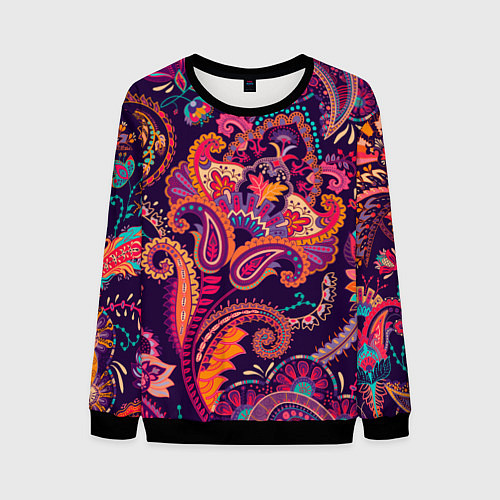 Мужской свитшот Орнамент пейсли - розовый / 3D-Черный – фото 1