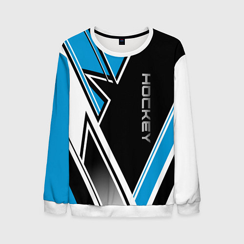 Мужской свитшот Hockey black blue white / 3D-Белый – фото 1