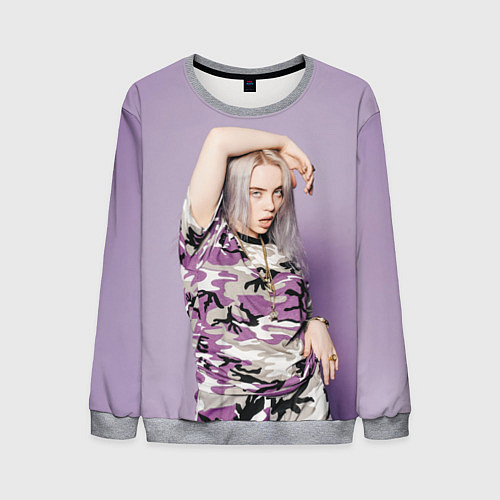 Мужской свитшот Billie Eilish: Violet Camo / 3D-Меланж – фото 1