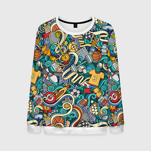 Мужской свитшот Спортивный коллаж / 3D-Белый – фото 1