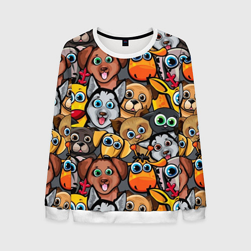 Мужской свитшот Веселые собаки / 3D-Белый – фото 1