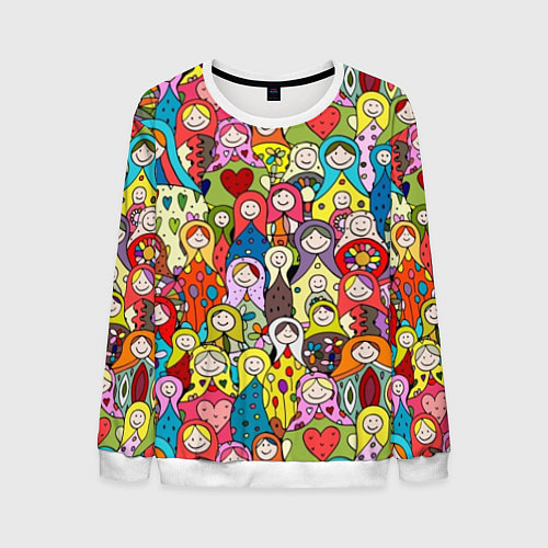 Мужской свитшот Весёлые матрешки / 3D-Белый – фото 1