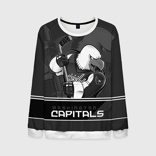 Мужской свитшот Washington Capitals: Mono / 3D-Белый – фото 1