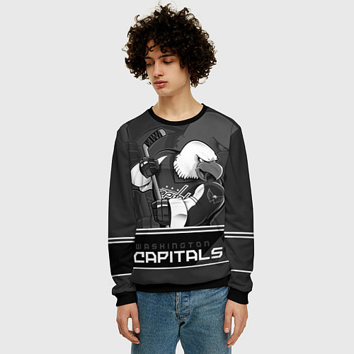 Мужской свитшот Washington Capitals: Mono / 3D-Черный – фото 3