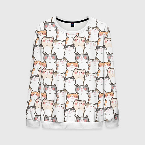 Мужской свитшот Кошки котики коты / 3D-Белый – фото 1