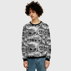 Свитшот мужской Серые черепа - растр, цвет: 3D-черный — фото 2