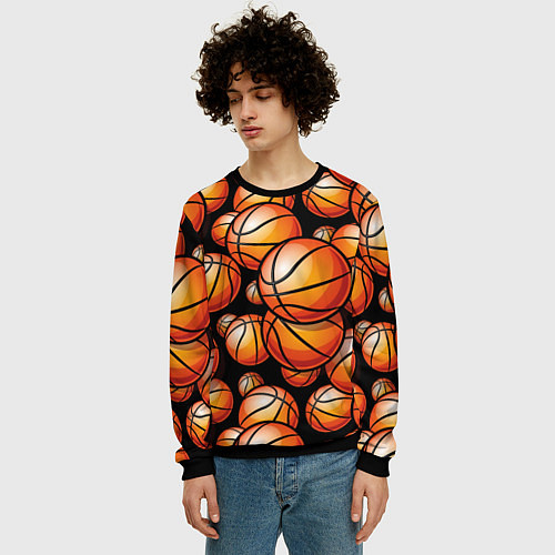 Мужской свитшот Баскетбольные яркие мячи / 3D-Черный – фото 3