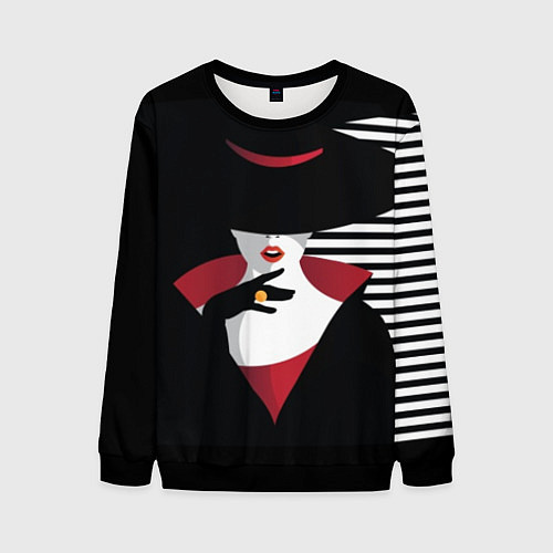 Мужской свитшот Женщина в шляпе поп-арт / 3D-Черный – фото 1