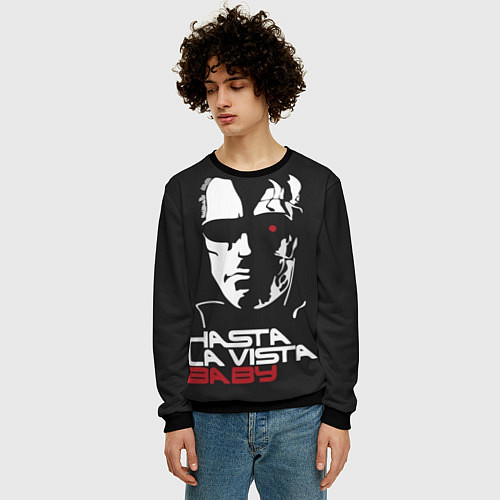 Мужской свитшот Hasta la vista baby / 3D-Черный – фото 3