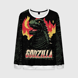 Свитшот мужской Flame Godzilla, цвет: 3D-белый