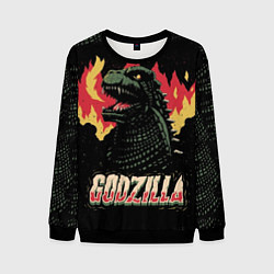 Свитшот мужской Flame Godzilla, цвет: 3D-черный