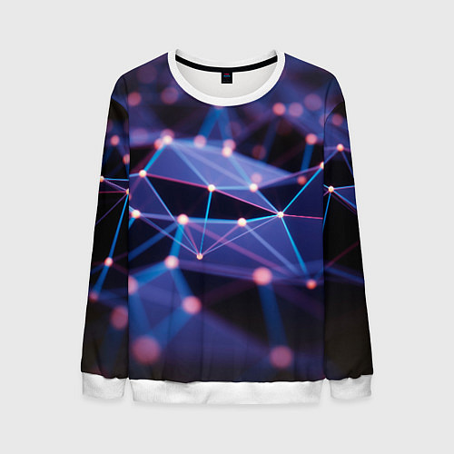 Мужской свитшот Абстрактные линии и свечение / 3D-Белый – фото 1