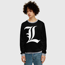 Свитшот мужской DEATH NOTE ТЕТРАДЬ СМЕРТИ L, цвет: 3D-меланж — фото 2