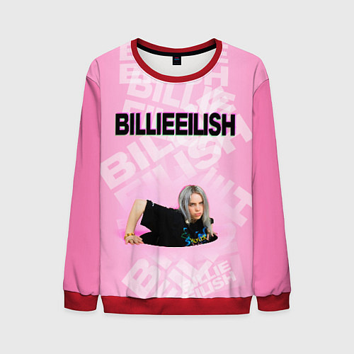 Мужской свитшот Billie Eilish: Pink Mood / 3D-Красный – фото 1