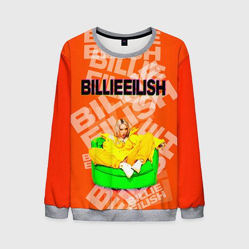 Мужской свитшот Billie Eilish: Orange Mood / 3D-Меланж – фото 1