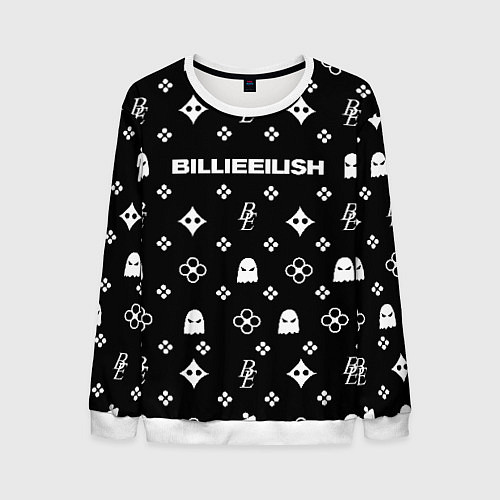 Мужской свитшот Billie Eilish: Black Pattern / 3D-Белый – фото 1