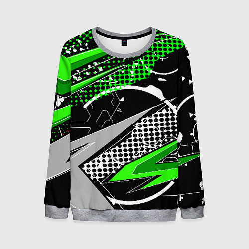 Мужской свитшот Black and green corners / 3D-Меланж – фото 1