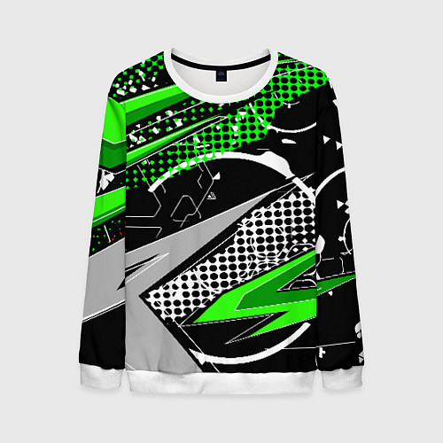 Мужской свитшот Black and green corners / 3D-Белый – фото 1