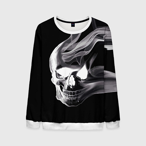 Мужской свитшот Wind - smoky skull / 3D-Белый – фото 1